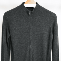 Damen-Strickjacke Graphit mit durchgehendem Reißverschluss und hohem geripptem Kragen