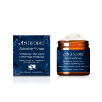 Antipodes Jasminblüten-Gesichtscreme: Karton und braunes Tiegelglas, 60 ml