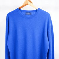 Damen-Strickpullover EVSEG, Königsblau, lange Ärmel, Rundhals, auf Bügel