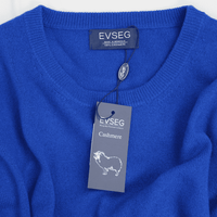 Damen-Strickpullover EVSEG, Königsblau, Rundhalsausschnitt mit Rippkragen